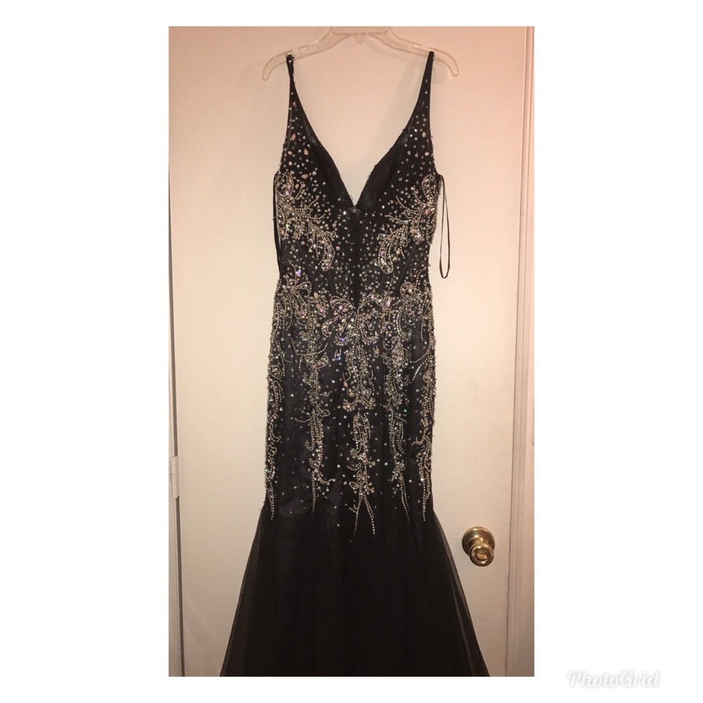 Black and silver studded prom dress jovanni style